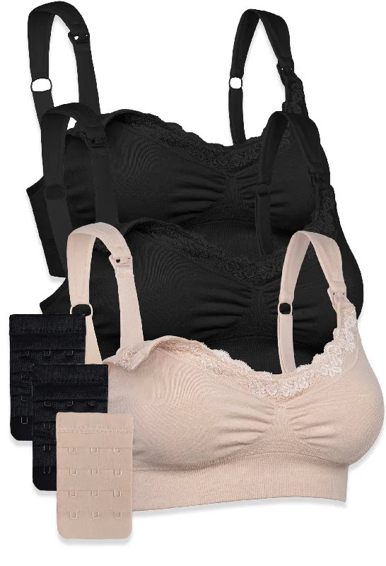 2 Black 1 Nude / S/M: 10-12 (B-C-D-DD)
