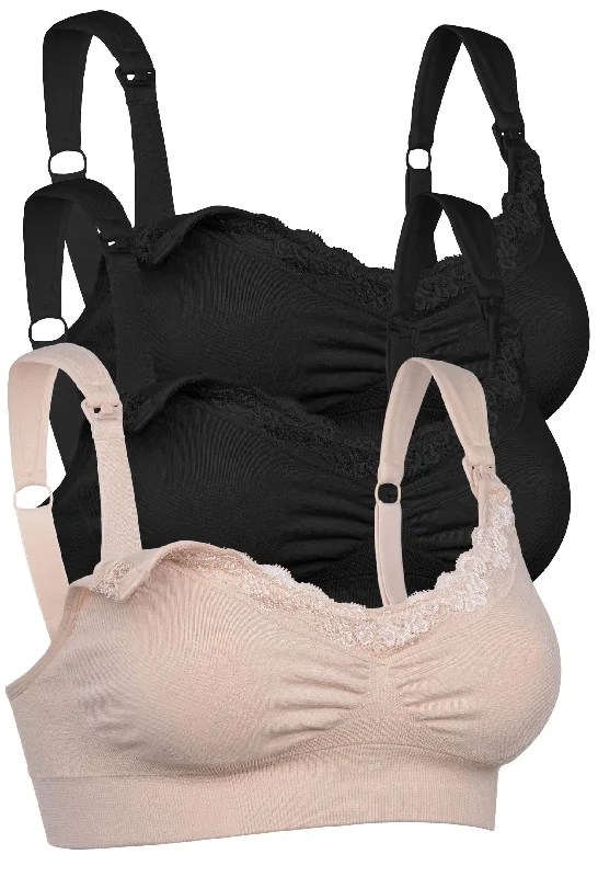 2 Black 1 Nude / S/M: 10-12 (B-C-D-DD)