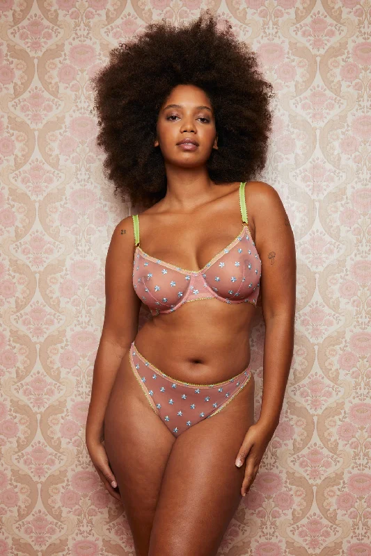 Dora Larsen Jaime Embroidered Underwired Bra in Pale Rose