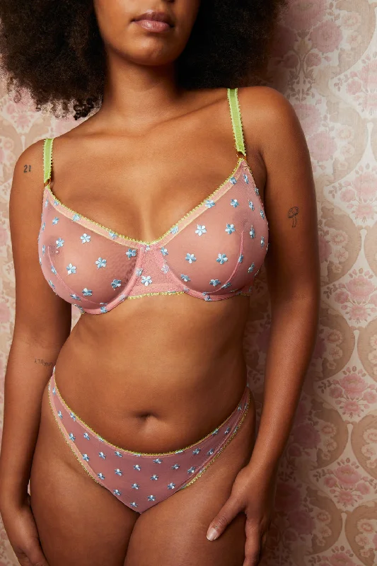Dora Larsen Jaime Embroidered Underwired Bra in Pale Rose