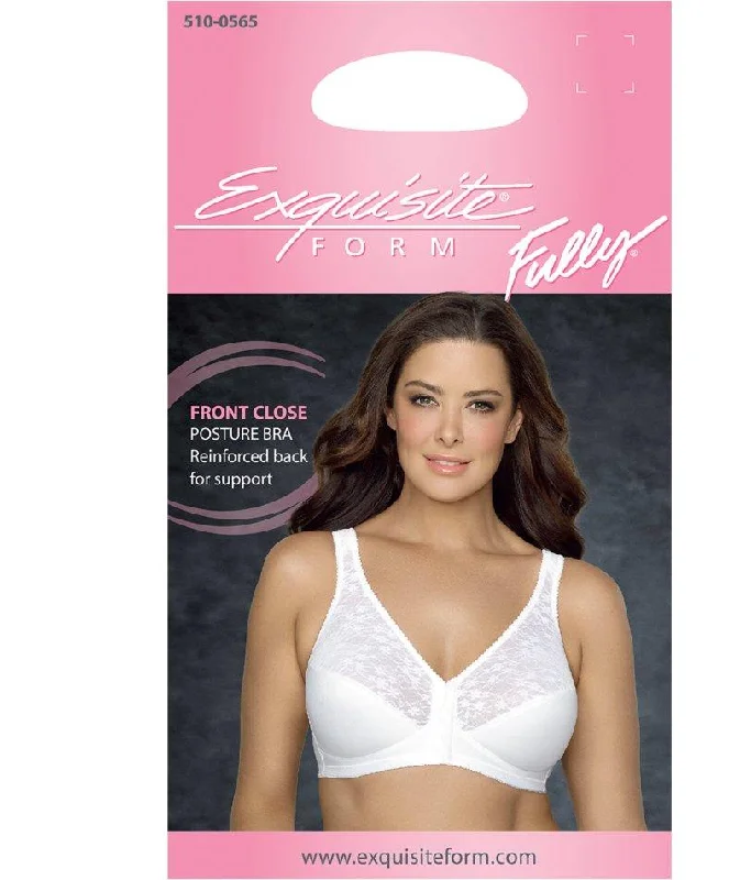 Exquisite Form Fully Front Close Wire-Free Posture Bra With Lace - White