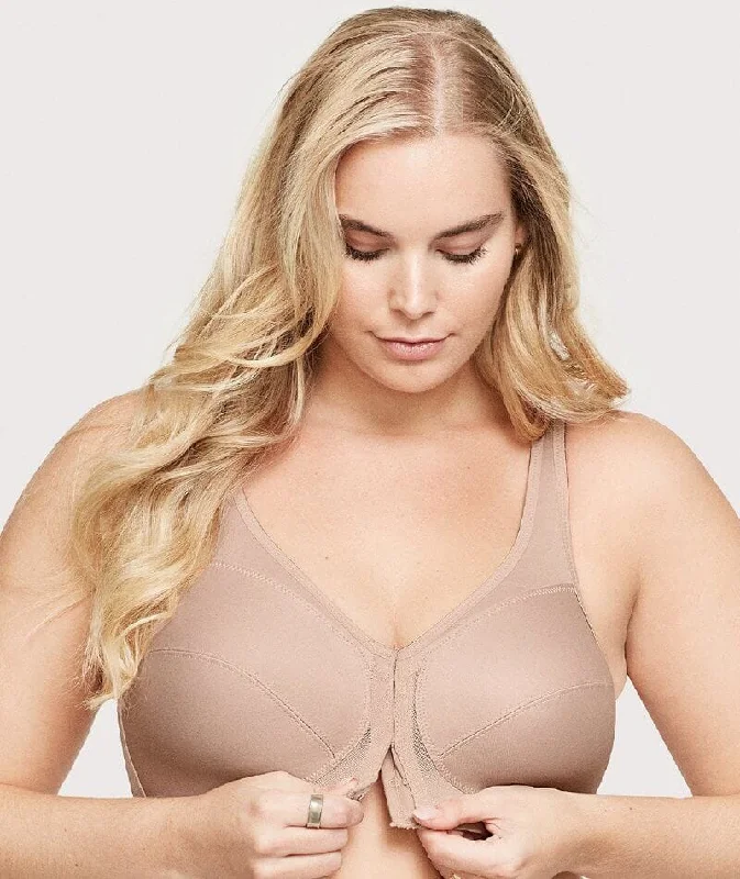 Glamorise Magiclift Front-Closure Posture Back Wire-Free Bra - Cafe
