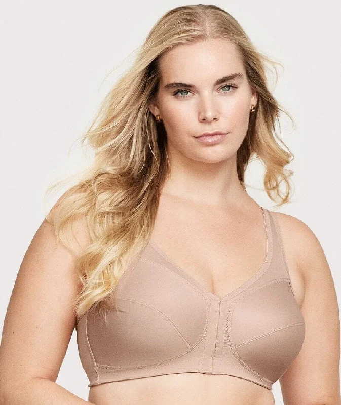 Glamorise Magiclift Front-Closure Posture Back Wire-Free Bra - Cafe