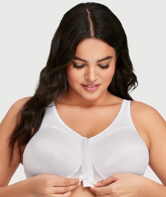 Glamorise Magiclift Front-Closure Posture Back Wire-Free Bra - White