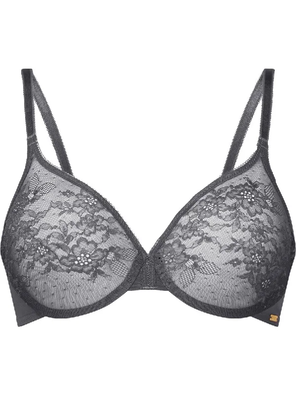 Glossies Lace Sheer Bra In Charcoal - Gossard