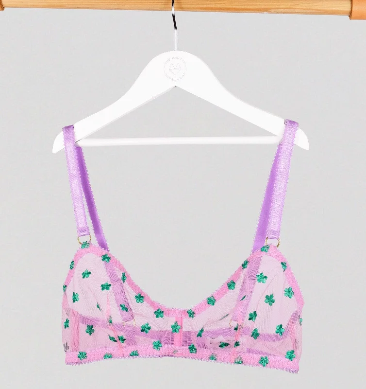 Green daisy & pink mesh bralette