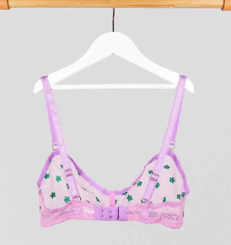 Green daisy & pink mesh bralette