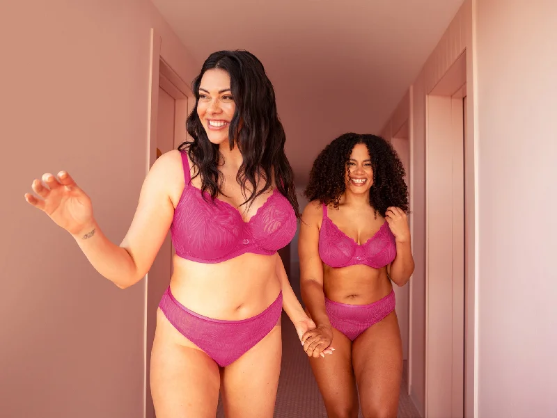 Lace Daze Balcony Bra In Lipstick Pink - Curvy Kate