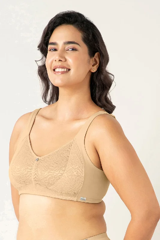 Mystic Poise Non-padded Non-wired Minimizer Bra - Sesame