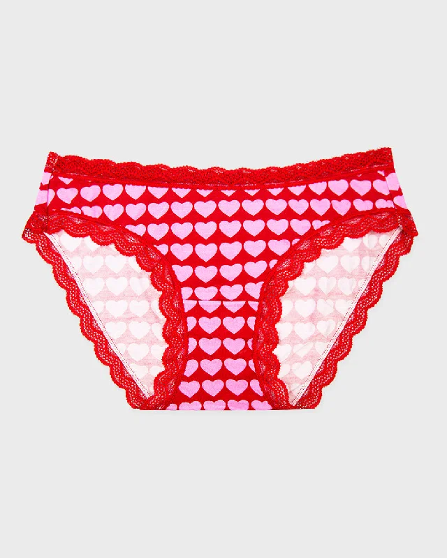 Stripe & Stare Lace Bralette and Original Knicker Set in Heart & Soul Red