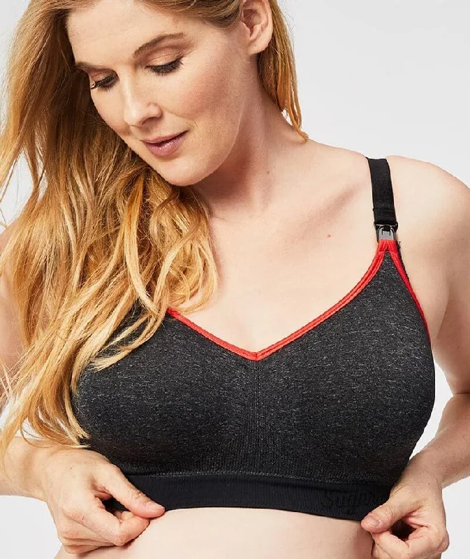Sugar Candy Crush Fuller Bust Seamless F-Hh Cup Wire-Free Nursing Bra - Charcoal