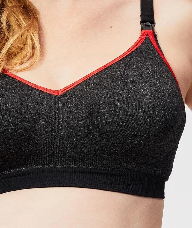 Sugar Candy Crush Fuller Bust Seamless F-Hh Cup Wire-Free Nursing Bra - Charcoal