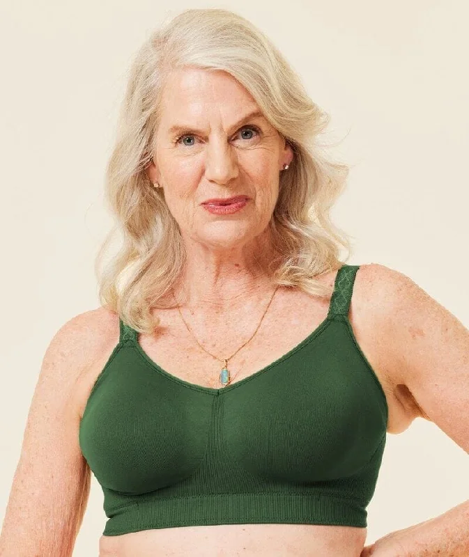 Sugar Candy Fuller Bust Seamless F-Hh Cup Wire-Free Lounge Bra - Forest Green