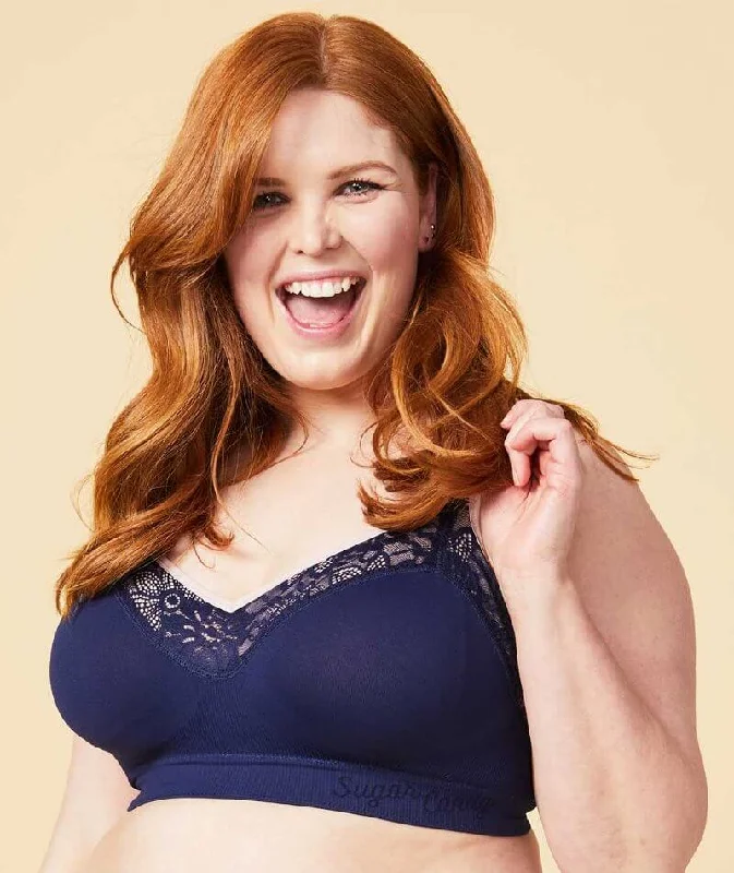 Sugar Candy Lux Fuller Bust Seamless F-Hh Cup Wire-Free Lounge Bra - Navy