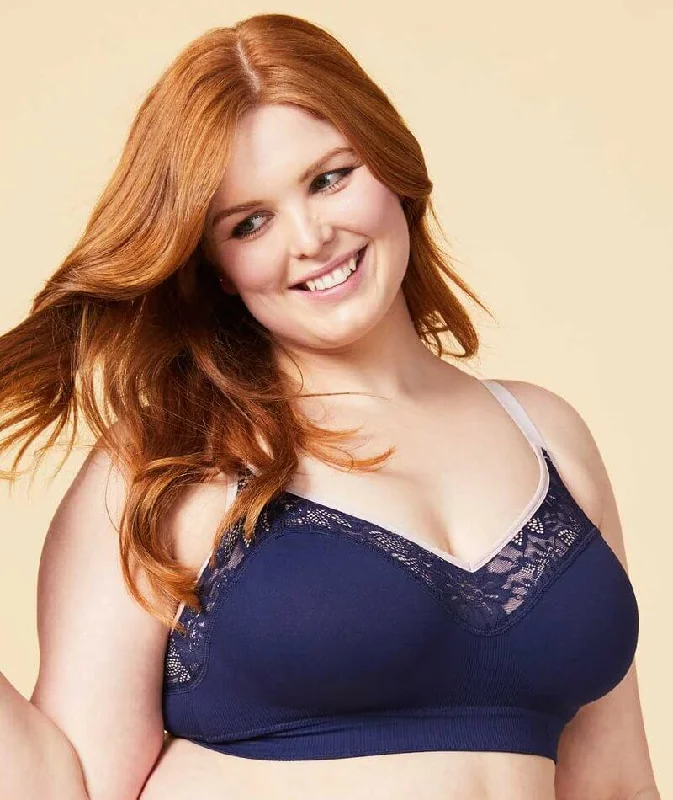 Sugar Candy Lux Fuller Bust Seamless F-Hh Cup Wire-Free Lounge Bra - Navy