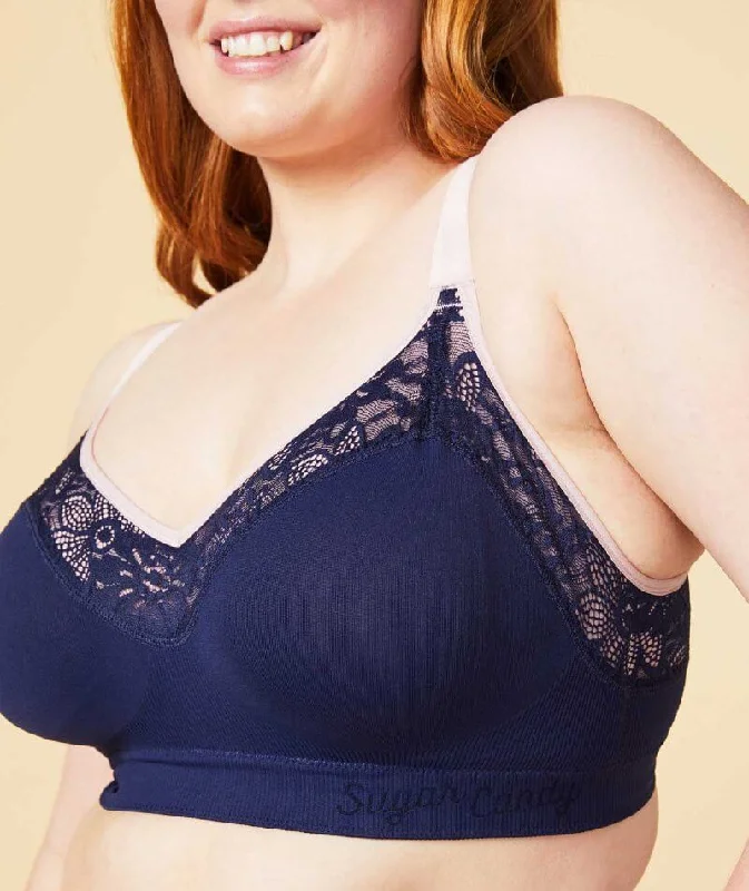 Sugar Candy Lux Fuller Bust Seamless F-Hh Cup Wire-Free Lounge Bra - Navy