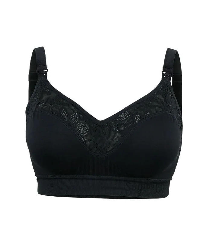 Sugar Candy Lux Fuller Bust Seamless F-HH Cup Wire-free Nursing Bra - Black