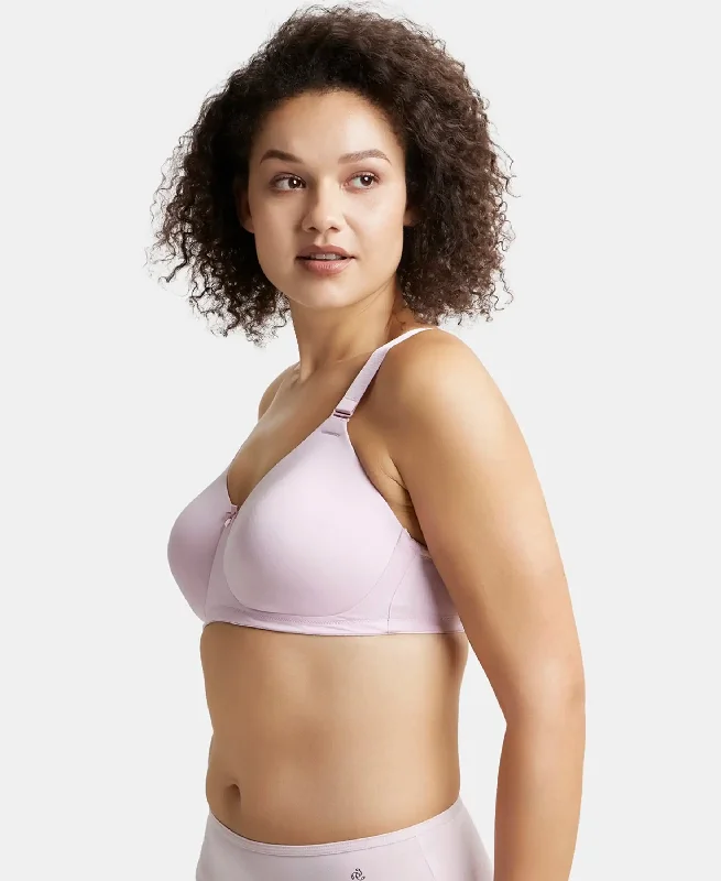 Wirefree Padded Soft Touch Microfiber Elastane Stretch Full Coverage Plus Size Bra with Magic Under Cup - Fragrant Lily Wirefree Padded Soft Touch Microfiber Elastane Stretch Full Coverage Plus Size Bra with Magic Under Cup - Fragrant Lily