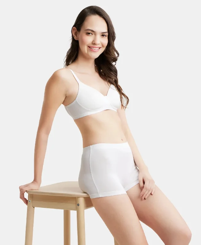 Wirefree Padded Super Combed Cotton Elastane Stretch Full Coverage Slip-On Beginners Bra - White Wirefree Padded Super Combed Cotton Elastane Stretch Full Coverage Slip-On Beginners Bra - White